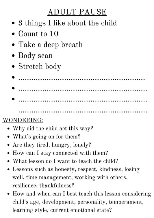 Ideas For Adults to Pause Before Responding to Children Poster (Digital Download)