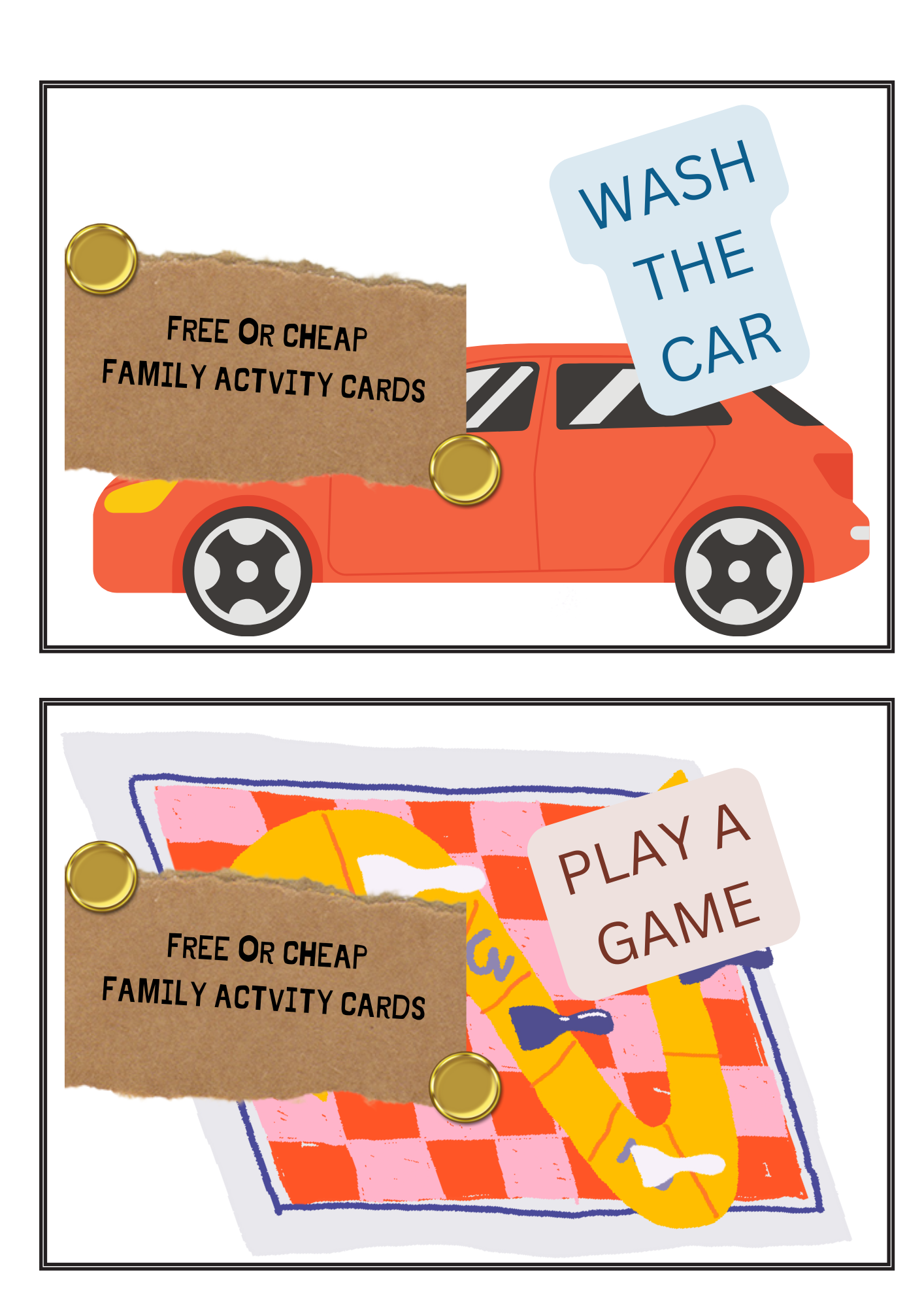 Free or Cheap FAMILY ACTIVITY CARDS (Digital Download)