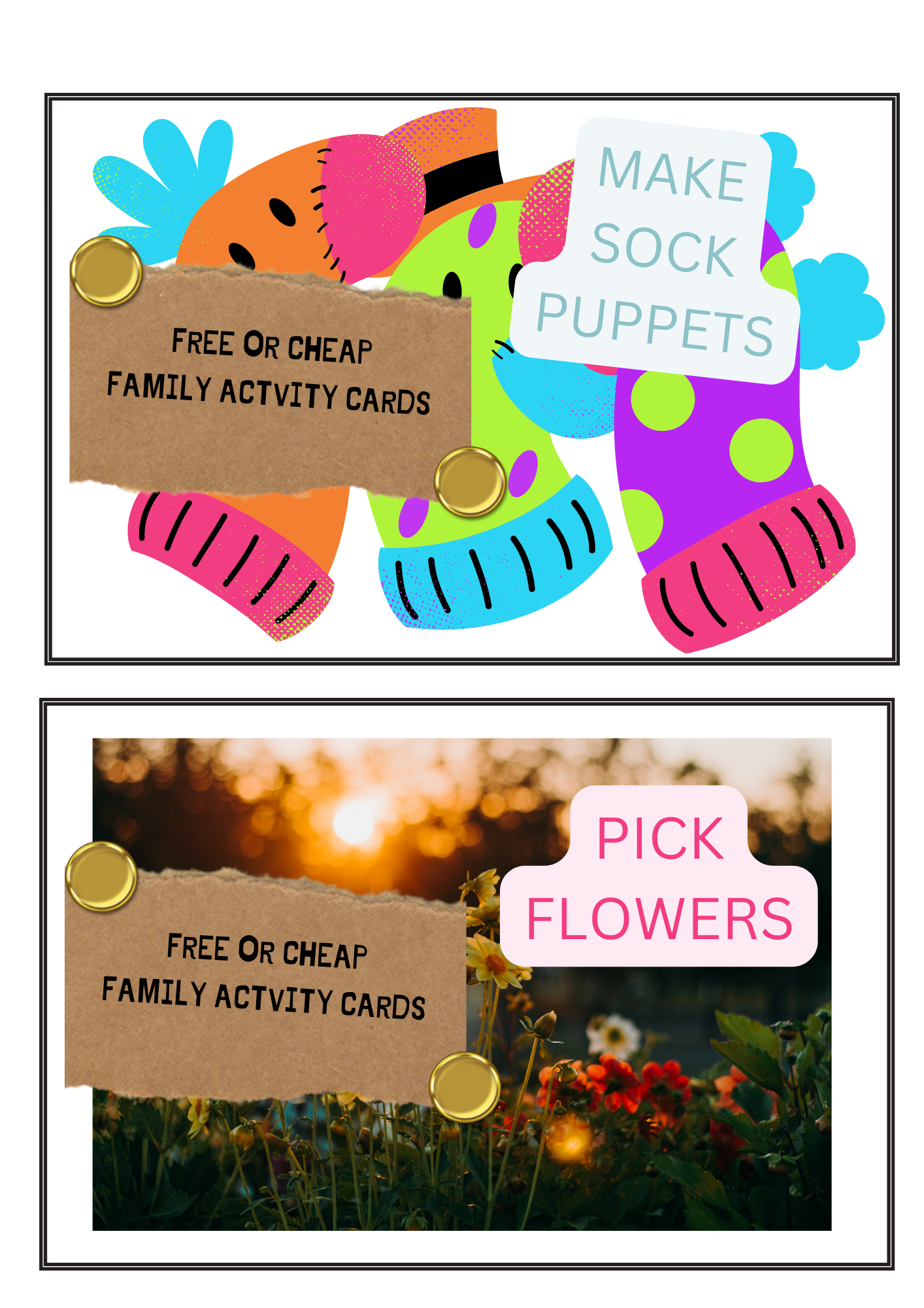Free or Cheap FAMILY ACTIVITY CARDS (Digital Download)