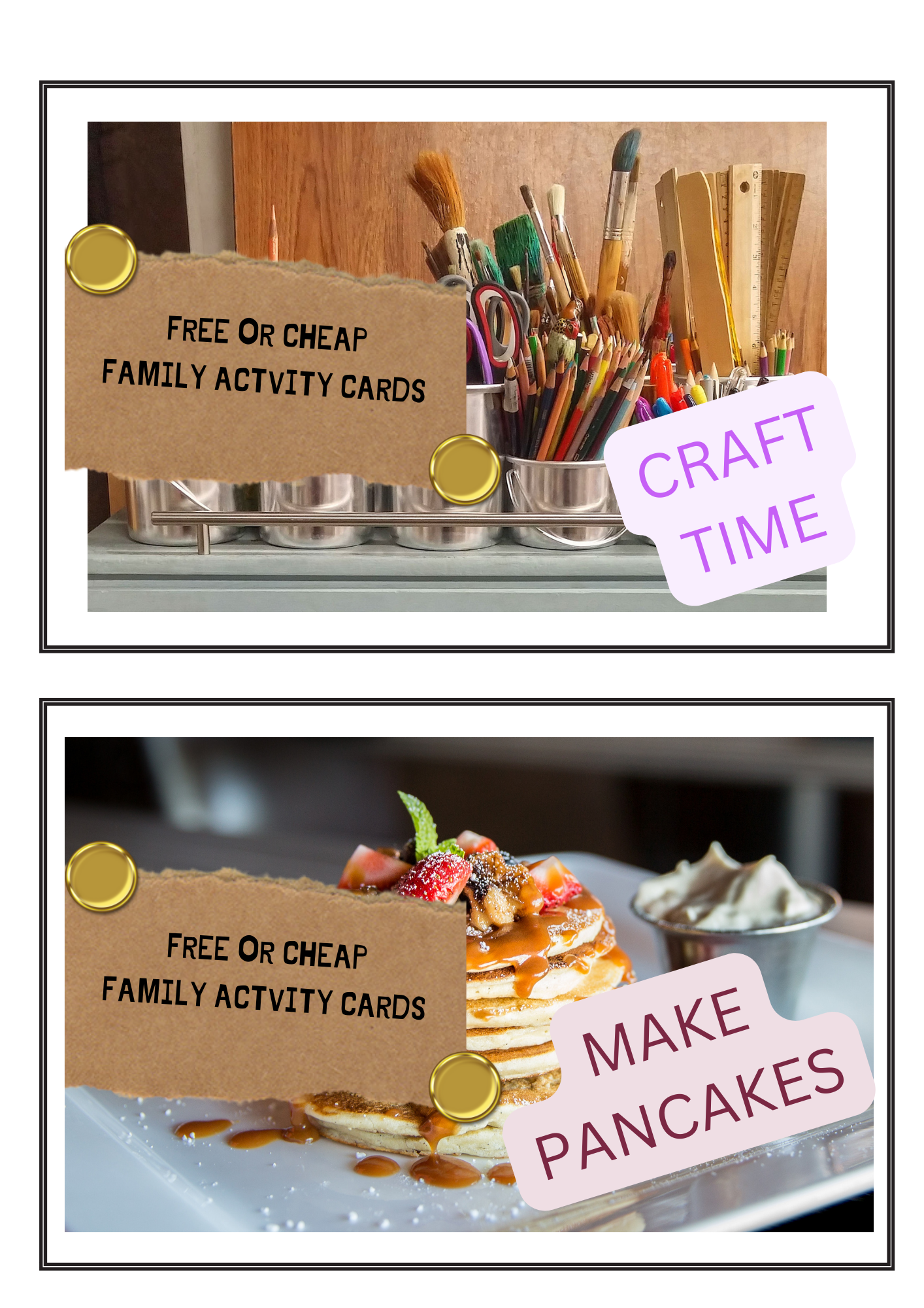 Free or Cheap FAMILY ACTIVITY CARDS (Digital Download)
