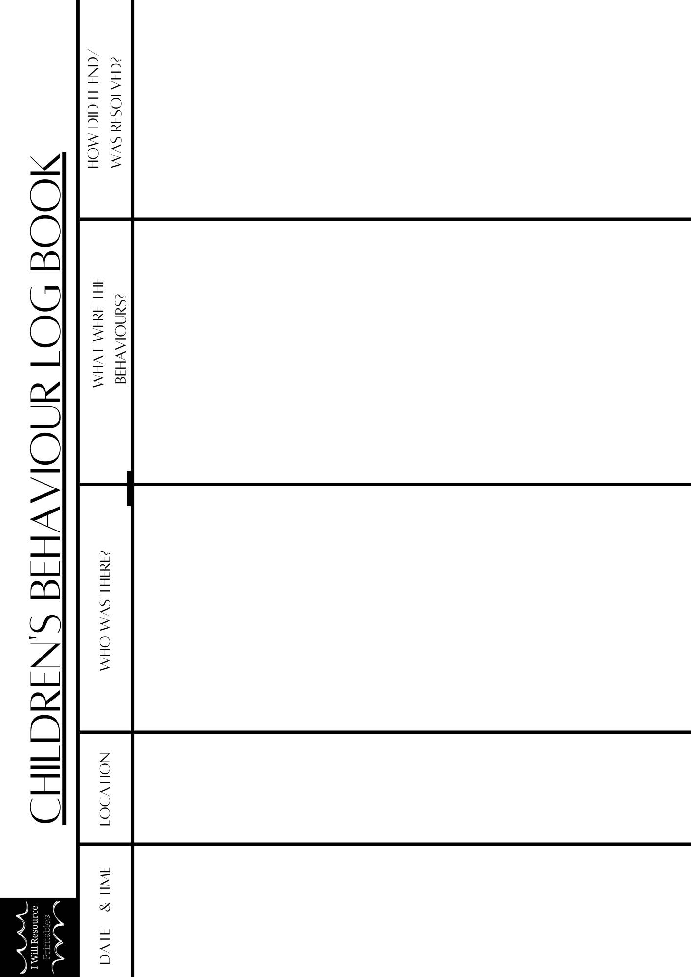 Children's Behaviour Log Book (Digital Download)