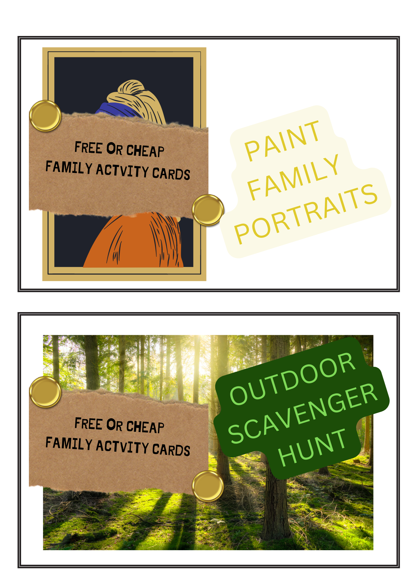 Free or Cheap FAMILY ACTIVITY CARDS (Digital Download)