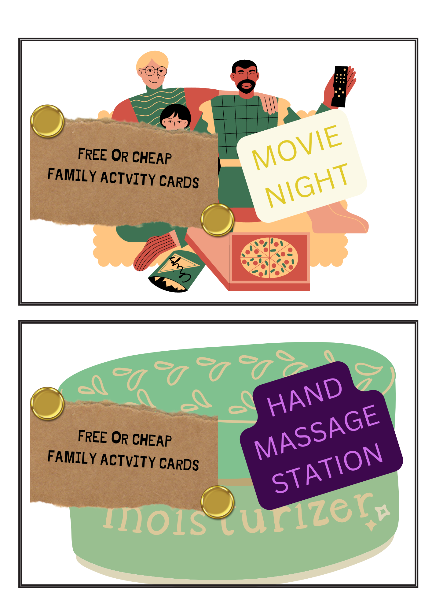 Free or Cheap FAMILY ACTIVITY CARDS (Digital Download)