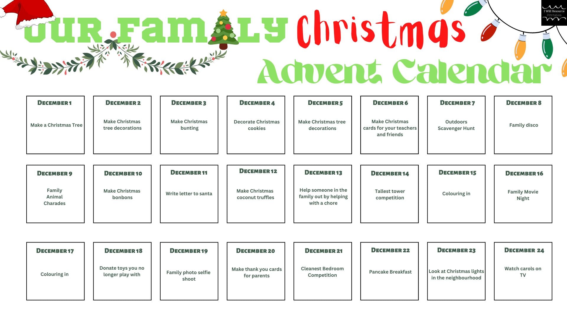 Our Family Christmas Advent Calendar Our Family Christmas Advent Cal