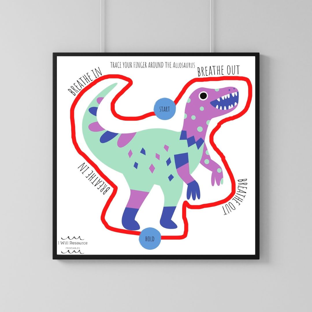 10 Mindfulness Breathing Cards (Digital Download)- Dinosaur Edition