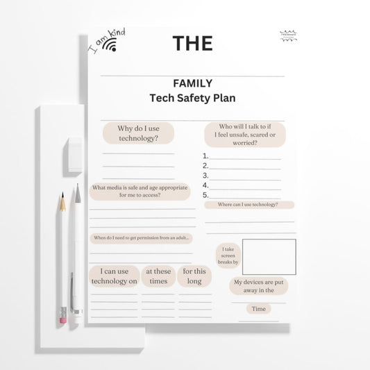 Family Tech Safety Conversation Cards and Family Technology Safety Plans (Digital download)