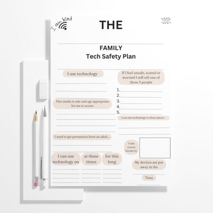 Family Tech Safety Conversation Cards and Family Technology Safety Plans (Digital download)