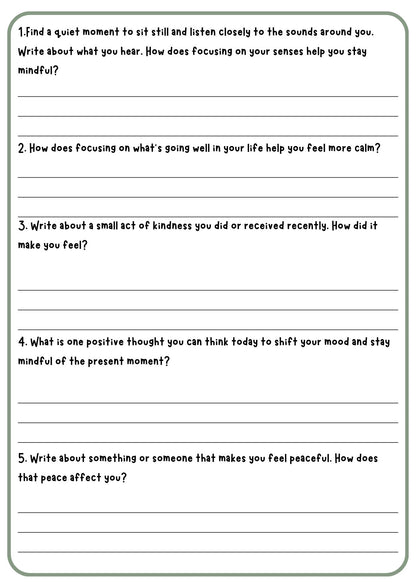 Mindfulness Journal 31 Day Prompt Journal | Printable