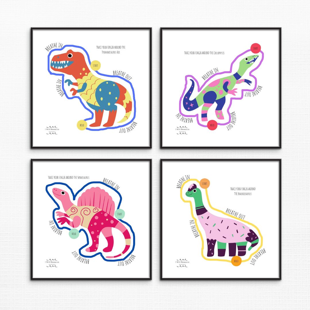 10 Mindfulness Breathing Cards (Digital Download)- Dinosaur Edition