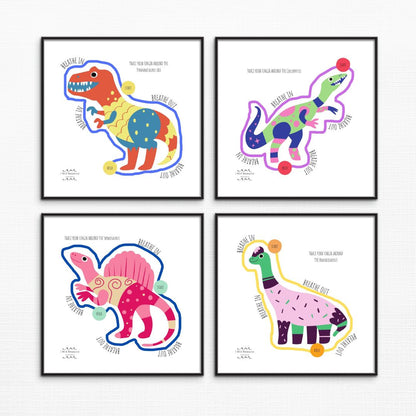 10 Mindfulness Breathing Cards (Digital Download)- Dinosaur Edition