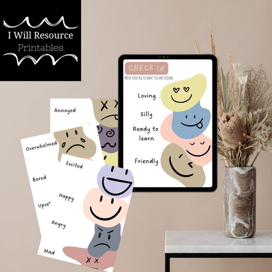 Neutral Check in Emotions Vertical Wall Set-Up (Digital download)