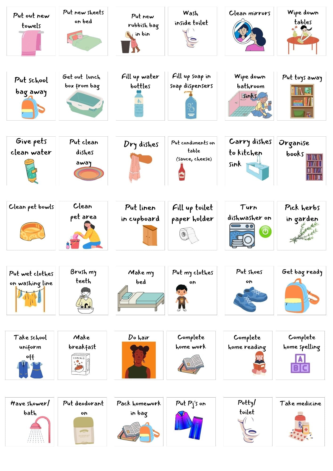 My Responsibilities Chart for Children (digital download)