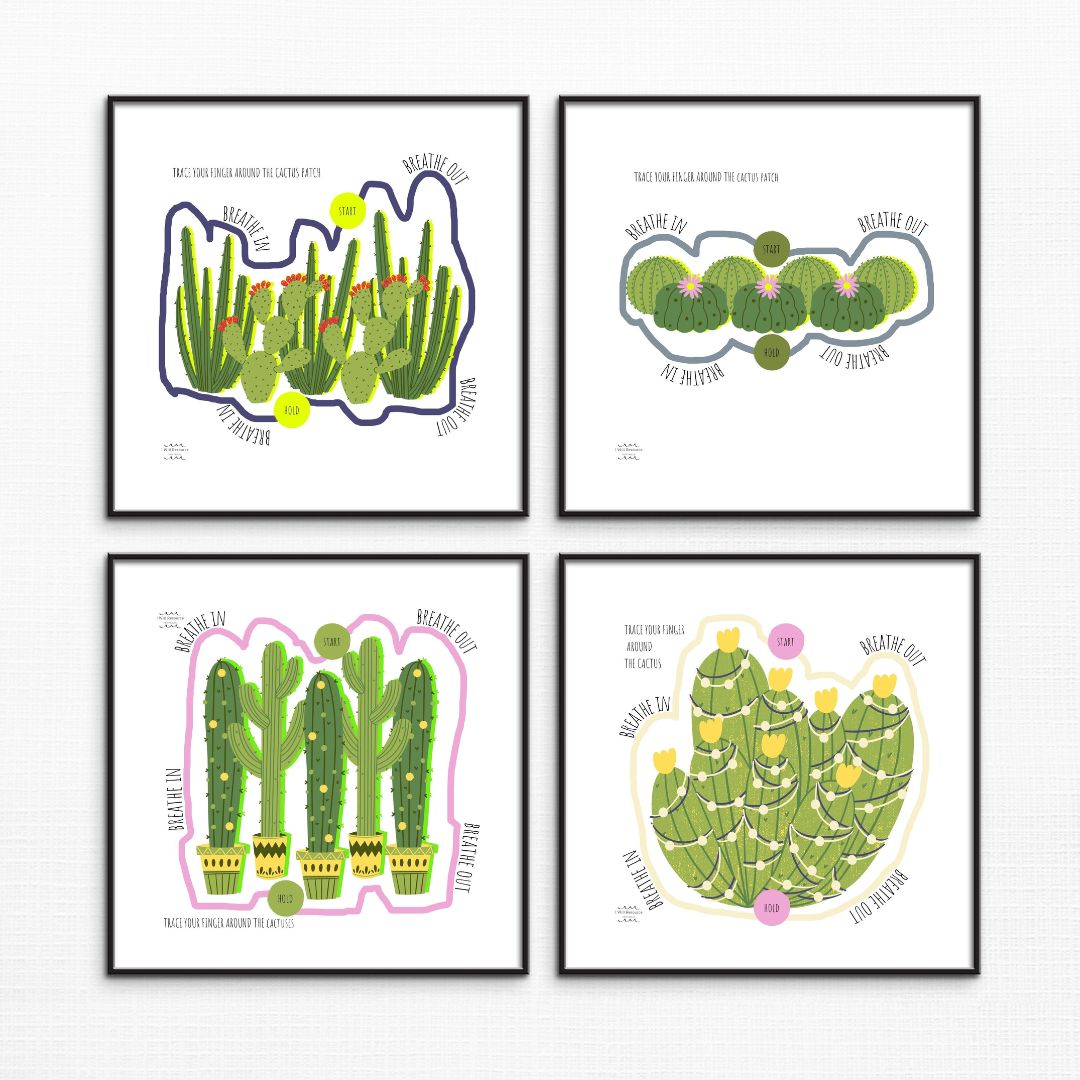 10 Mindfulness Breathing Cards (Digital Download)- Cactus Edition