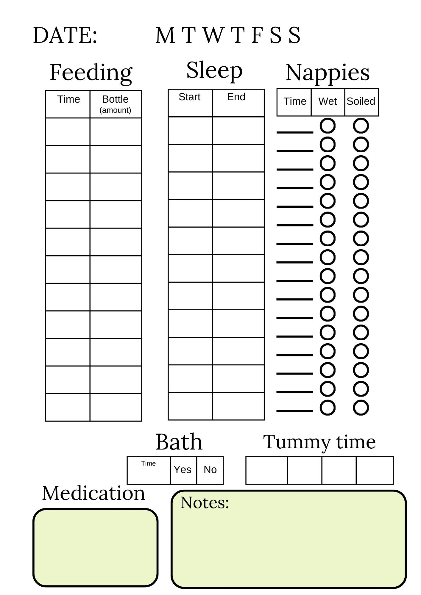 Newborn Care Log