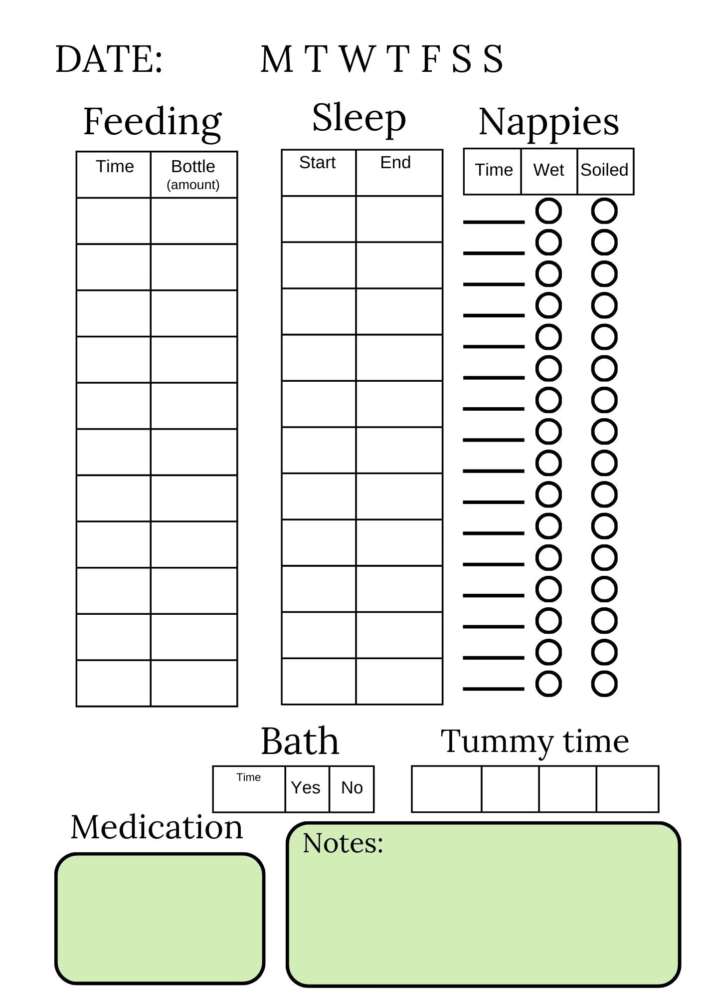 Newborn Care Log