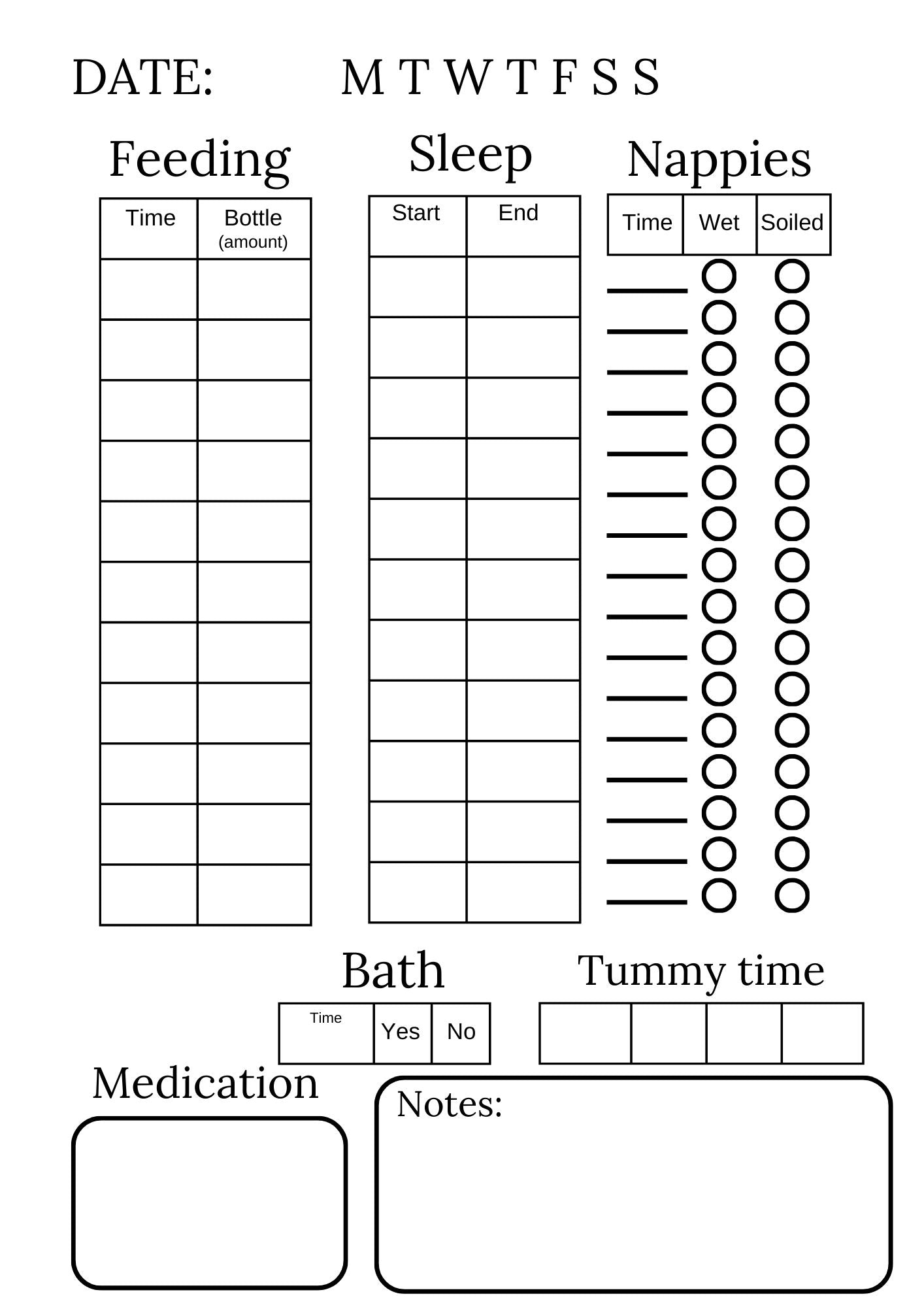 Newborn Care Log