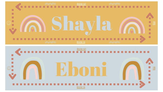 Rainbow Style, personalised student name tags, mindfulness breathing class name tags, calm classroom name tags