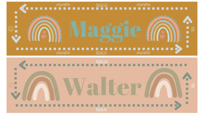 Rainbow Style, personalised student name tags, mindfulness breathing class name tags, calm classroom name tags