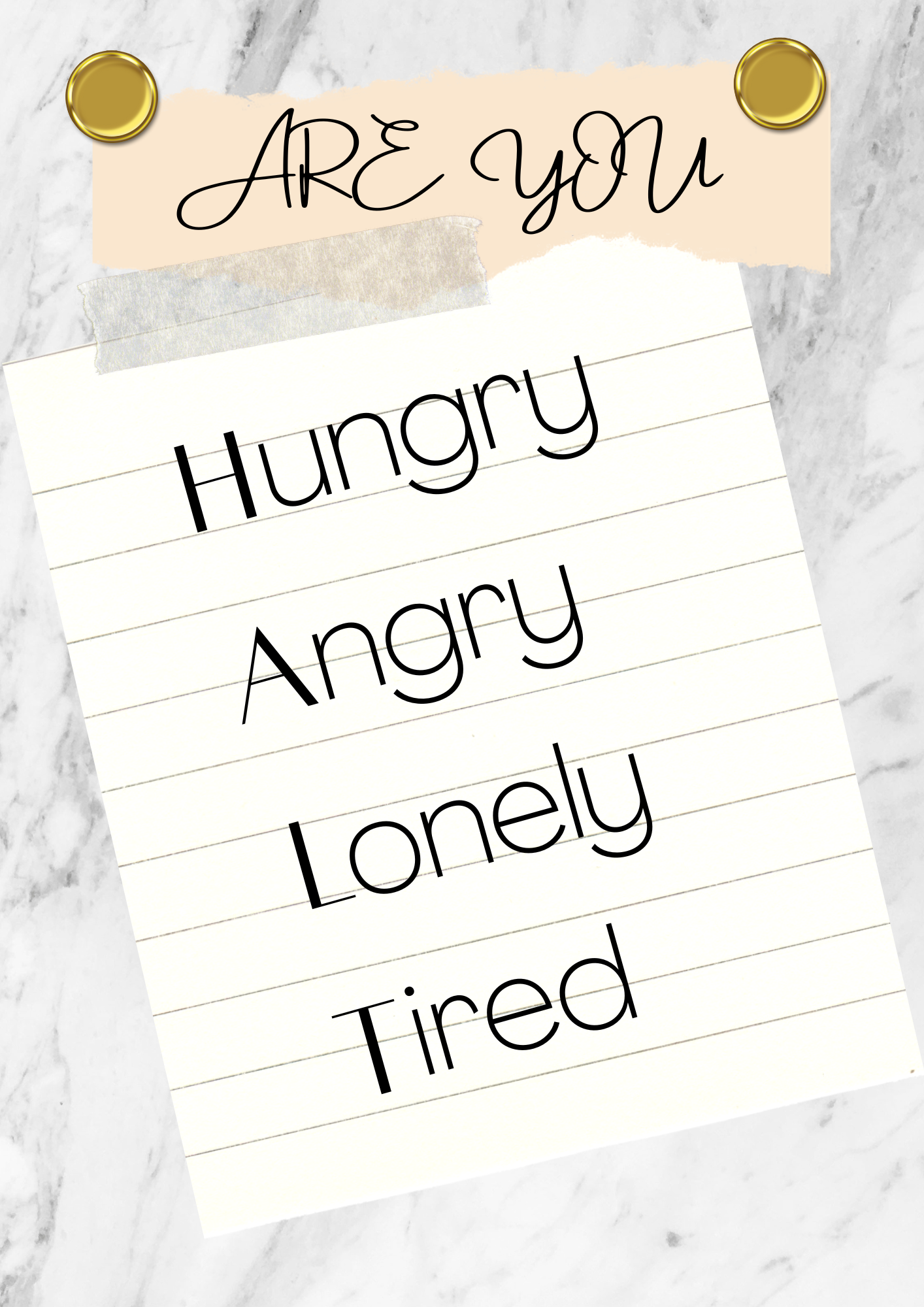 HALT (Hungry, Angry, Lonely, Tired) Fridge Poster x2 (Free Digital Download)